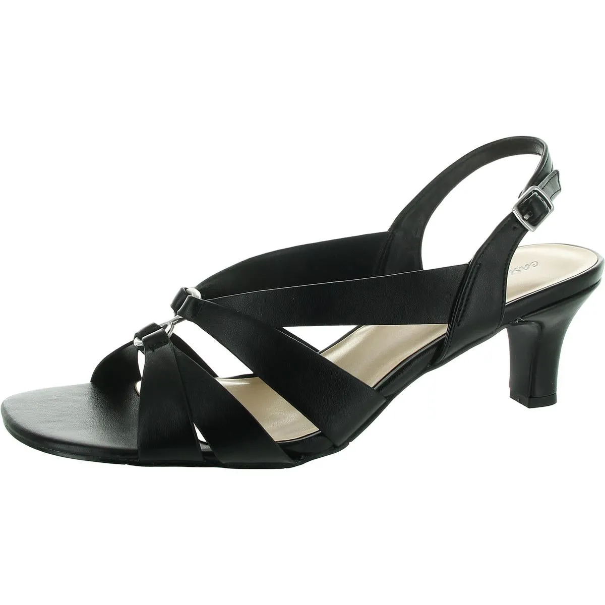 ZAZIE Womens Comfort Insole Faux Leather Kitten Heels