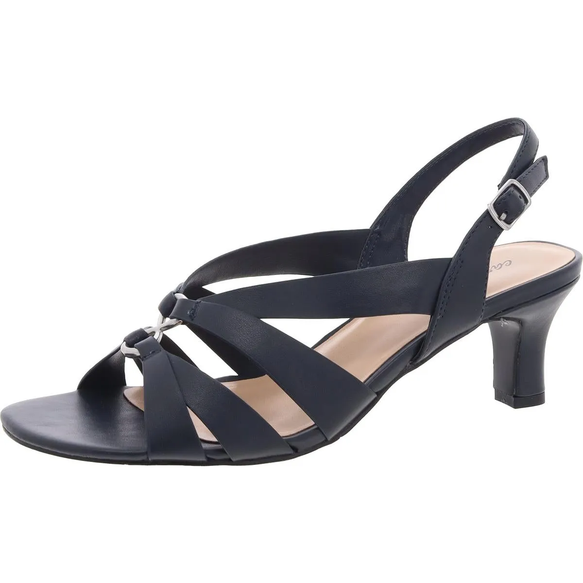 ZAZIE Womens Comfort Insole Faux Leather Kitten Heels