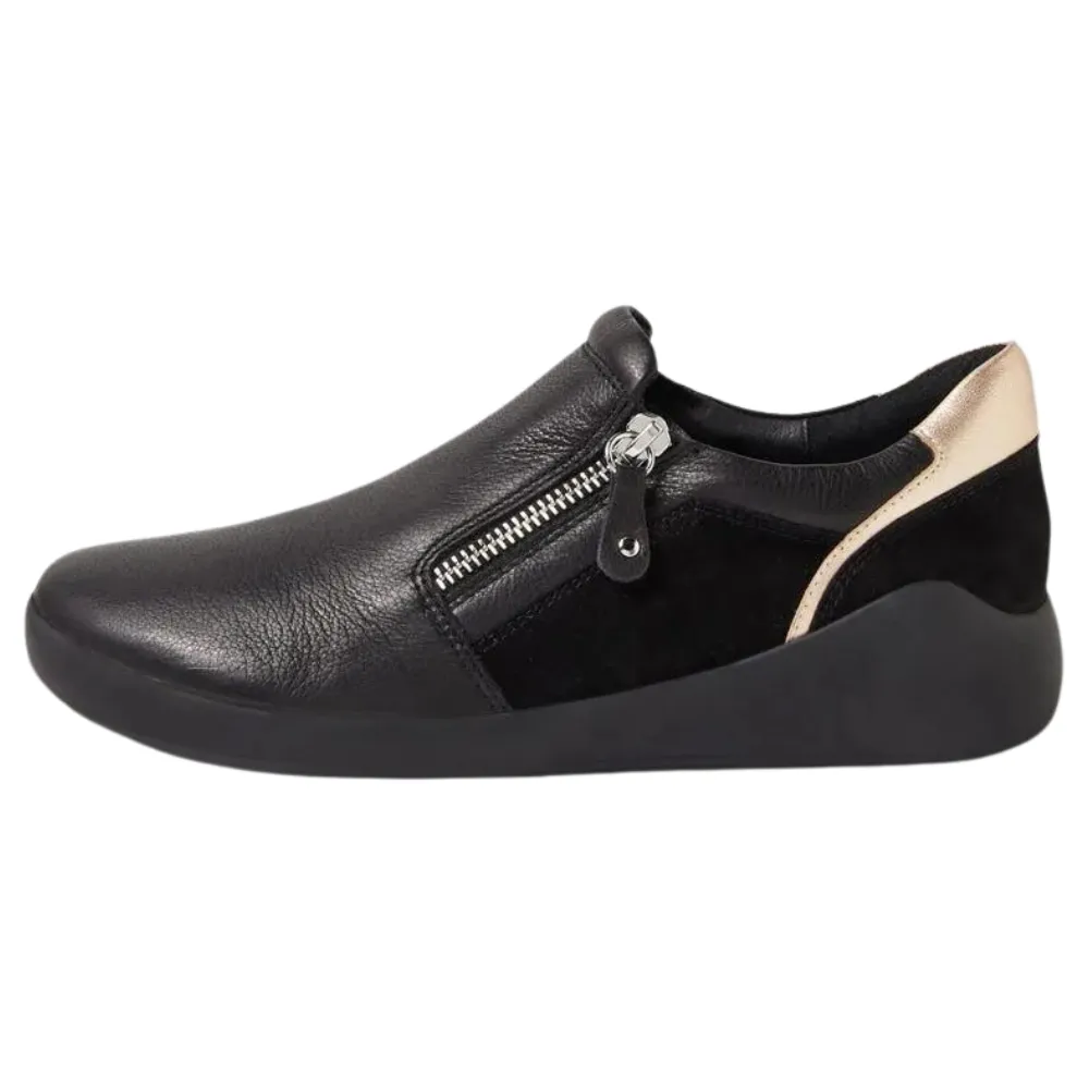Ziera Yoyce Black/Pale Gold Multi Leather Slip-On (Women's)