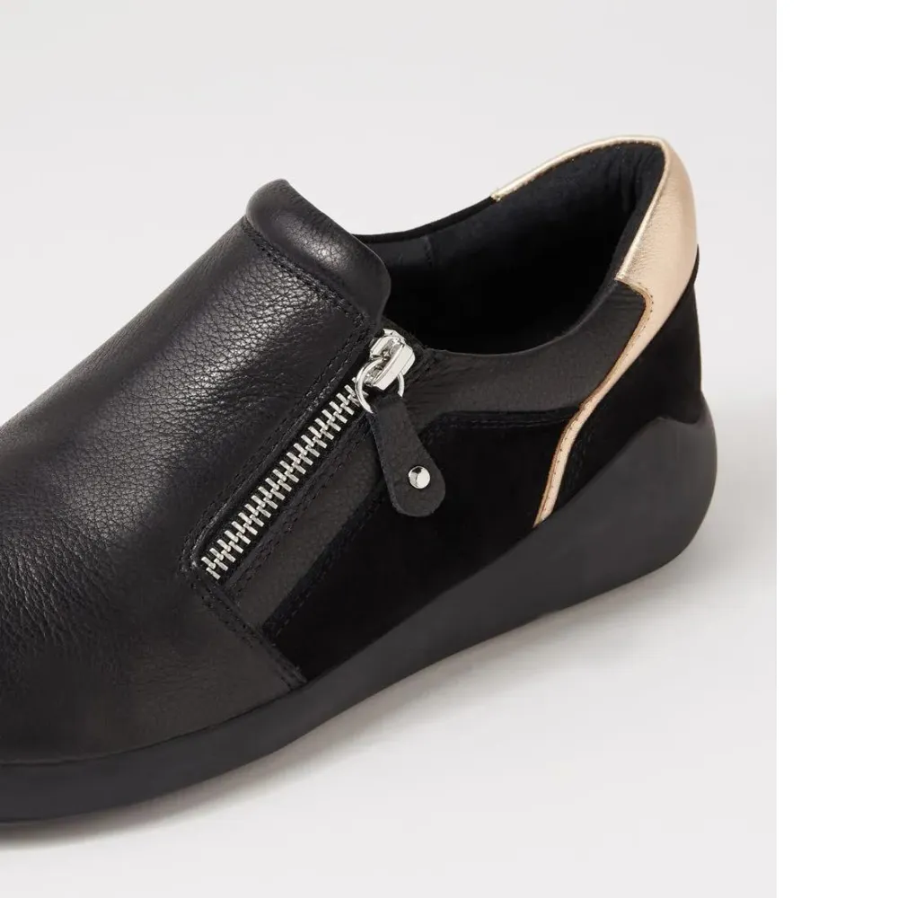 Ziera Yoyce Black/Pale Gold Multi Leather Slip-On (Women's)