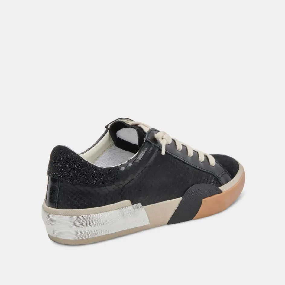 Zina Sneakers Onyx Embossed Leather-US 7.5 / onyx embossed leather / Regular